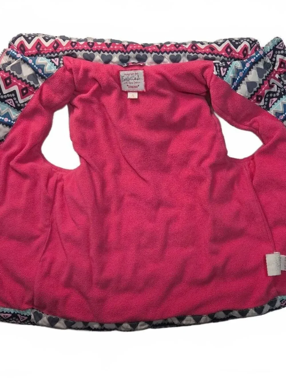 Gymboree Girls' Pink and Multi-Color Patterned Puffer Vest Size M 7-8